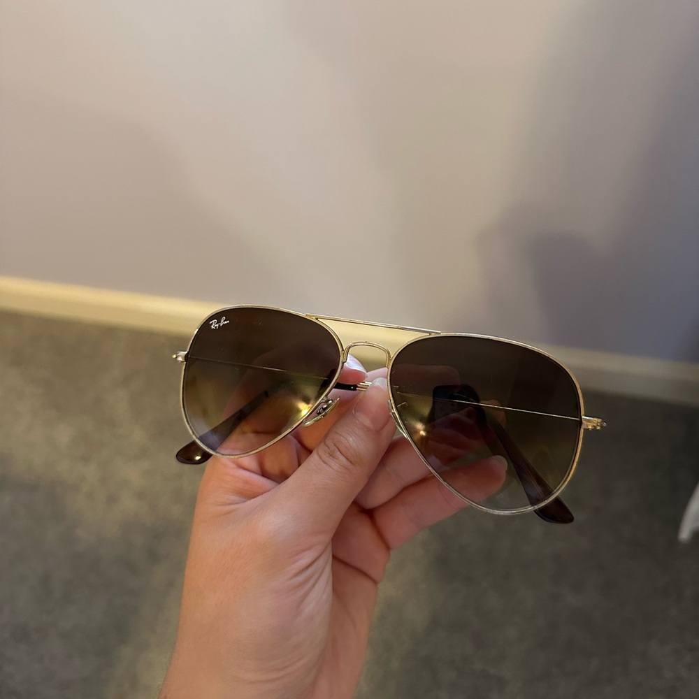Ray-Ban Gold Frame Sunglasses with Brown Lenses